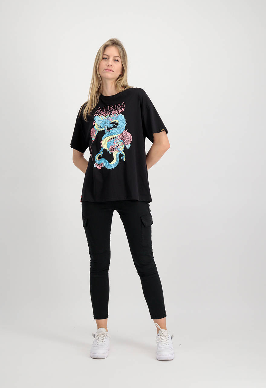 ALPHA INDUSTRIES HERITAGE DRAGON OS T WMN BLACK Black | WOMEN \\ T-SHIRTS  SALE \\ LAST SIZES GIFT IDEAS \\ UP TO 40 € SALE \\ SALE UP TO -50% |