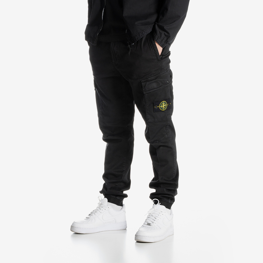 TROUSERS STONE ISLAND STRETCH BROKEN TWILL COTTON_'OLD' EFFECT_REGULAR TAPERED FIT